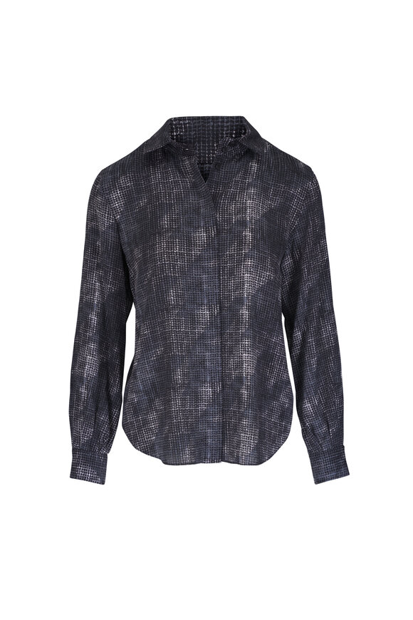 Tom Ford - Black Ruffle Placket Silk Blouse | Mitchell Stores