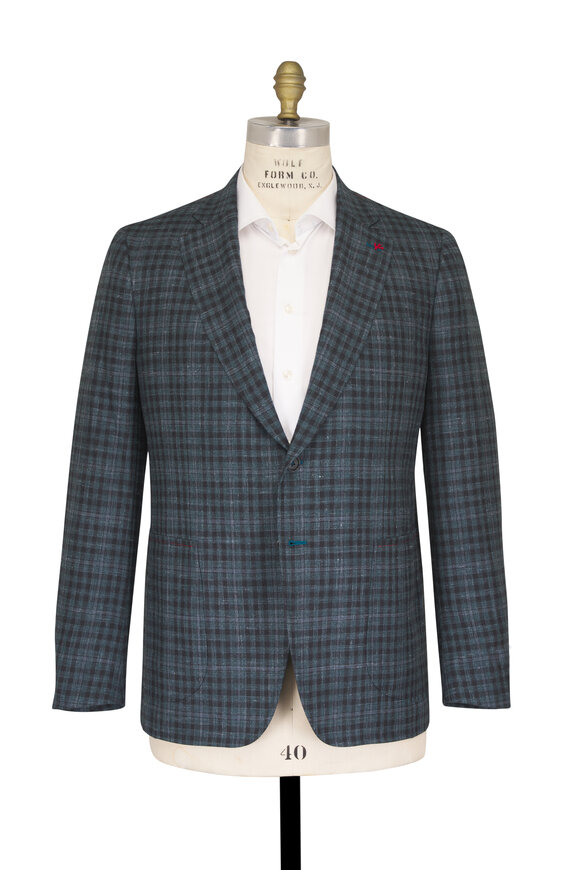 Isaia Green Check Wool, Cashmere & Silk Sportcoat - view 2