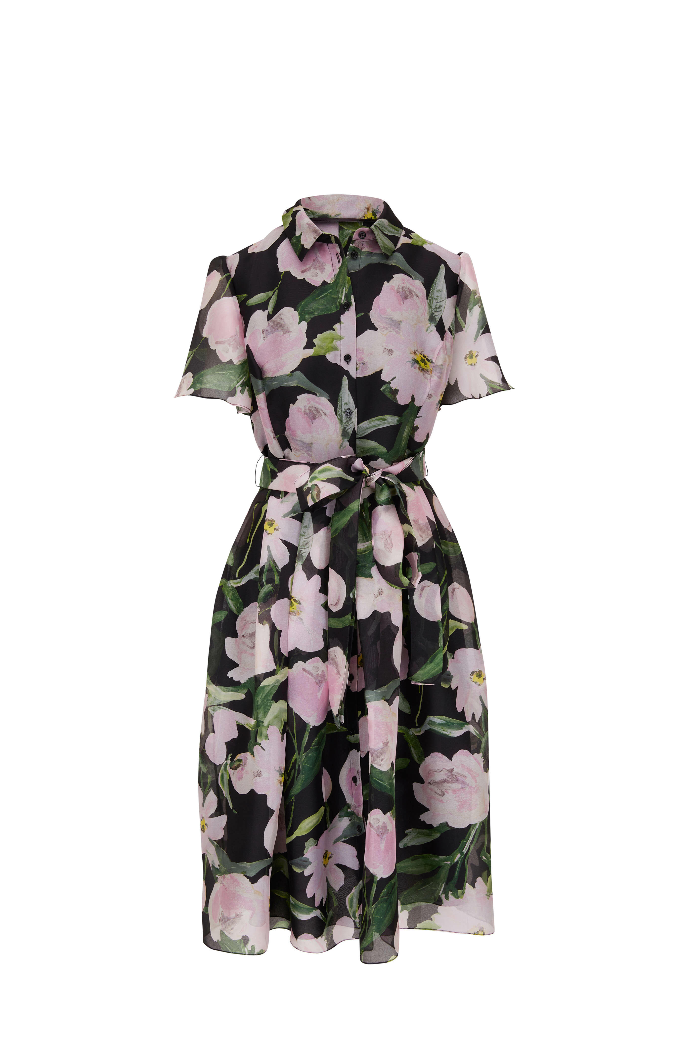 silk dress with buttons down the front Button-down silk dress in White 42