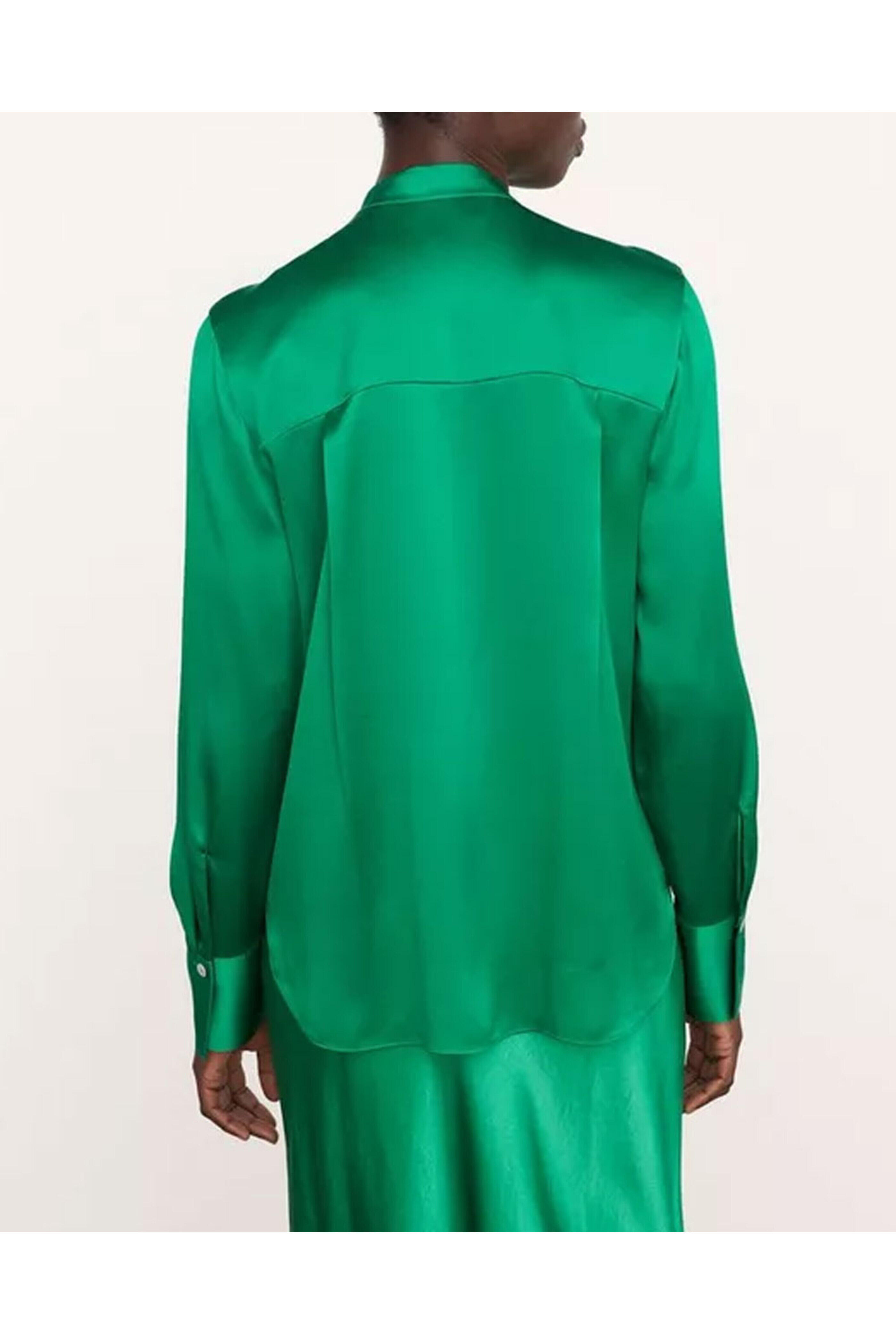 Vince - Emerald Slim Fitted Band Collar Blouse