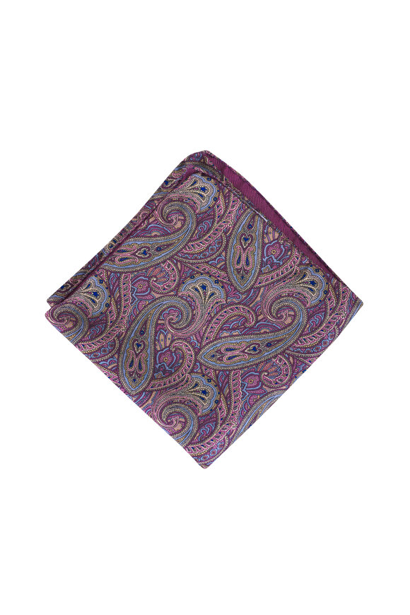 Eton Purple Double Print Pocket Square - view 2