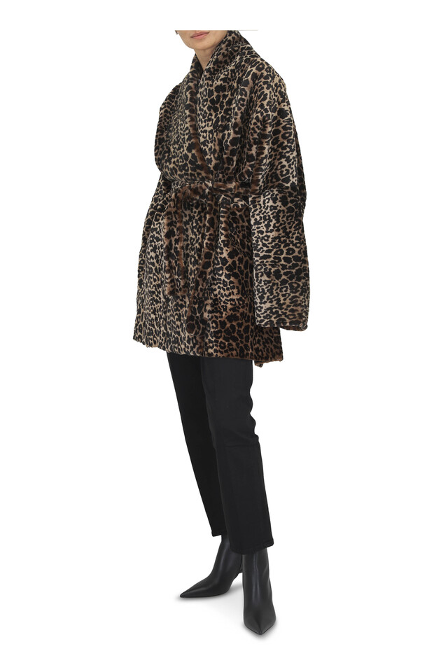 Designer outfit featuring Poplin Love White Blouse, Raquel Leopard Print Shearling Jacket and 2 other pieces