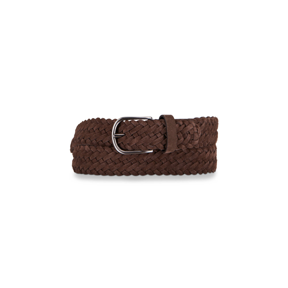 Andersons Leather Braid Belt M1 BROWN• Michele Inzerillo, Moda Lusso Donna  e Uomo