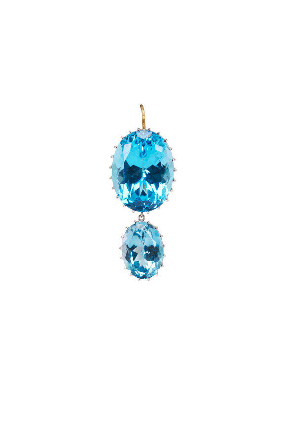 Renee Lewis 18k White Gold Blue Topaz Earring - view 2