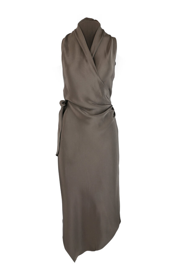 Peter Cohen - Olive Green Silk Wrap Dress 