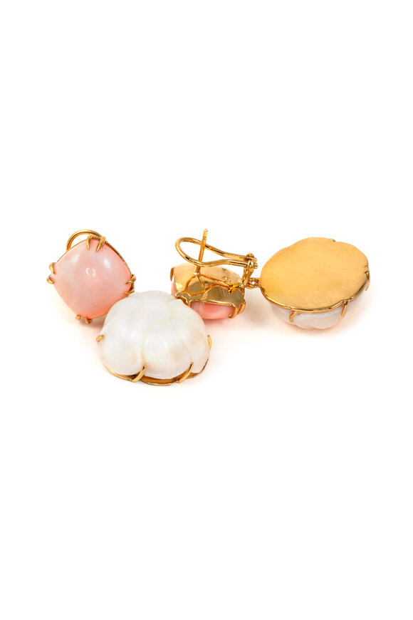 K. Brunini Jewels Coral Cabochon Drop Earrings - view 2