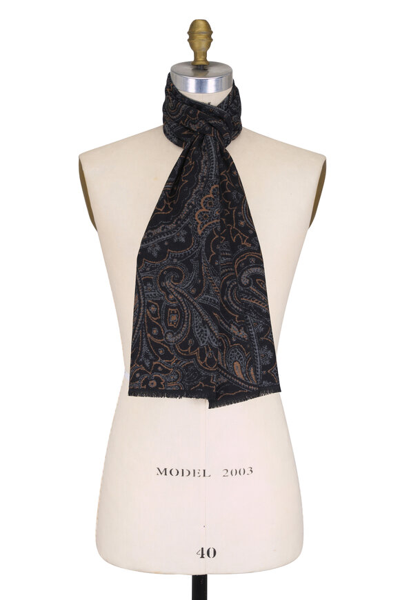 Chelsey Imports Black & Brown Paisley Print Silk Scarf - view 1