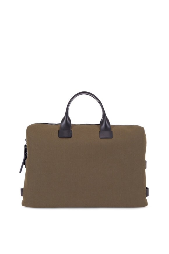 Troubadour - Khaki Canvas & Leather Slim Briefcase 