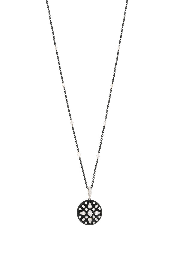 Mariani 18k White Gold Mandala Black Necklace