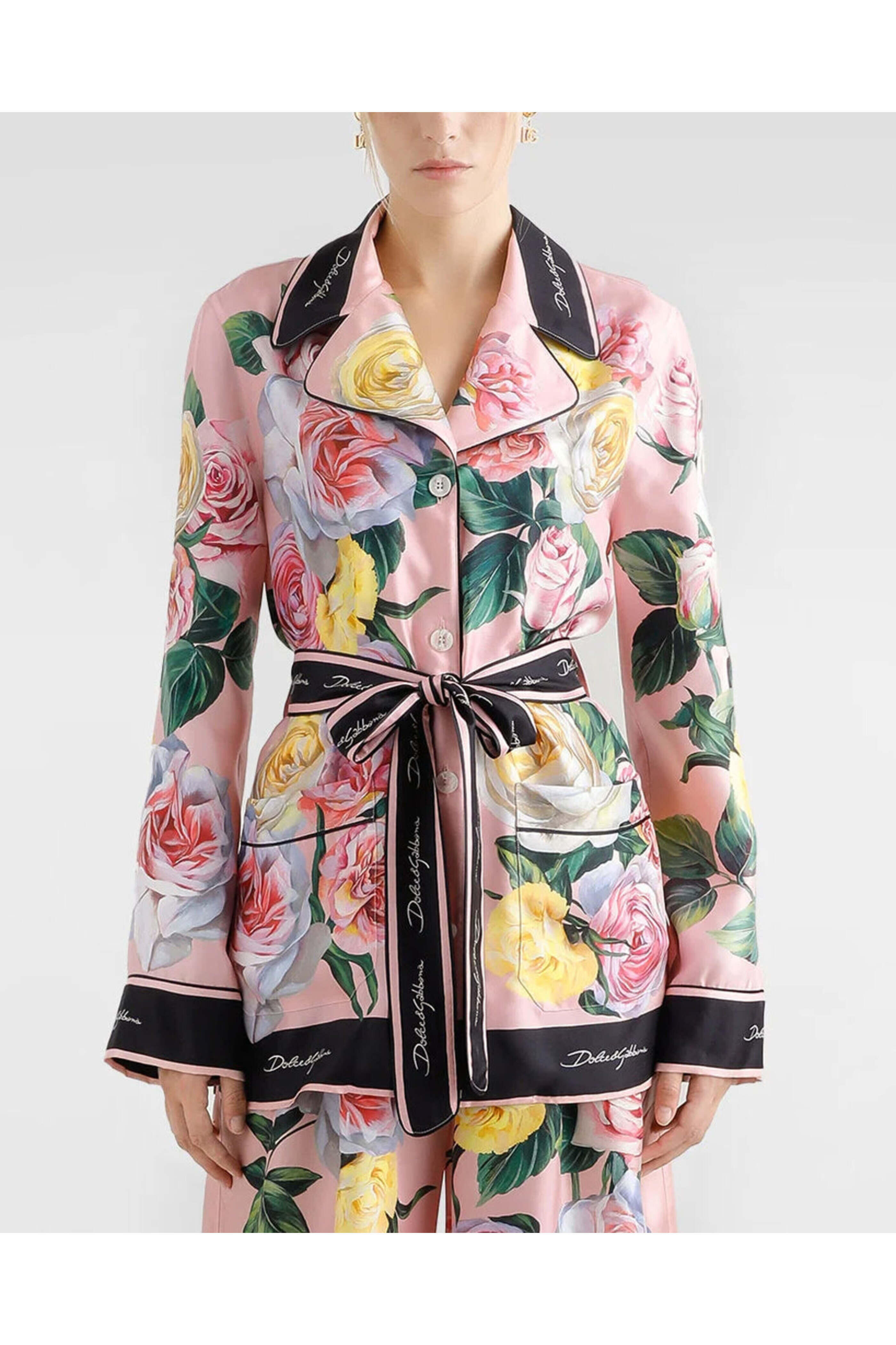 Dolce & Gabbana - Roses & Peonies Belted Blouse