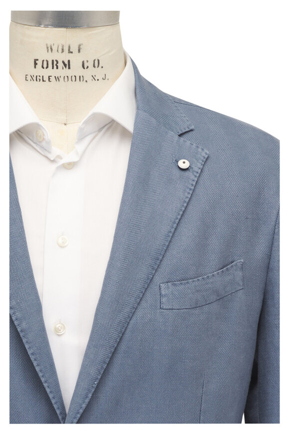 L.B.M. 1911 Tonal Blue Linen & Cotton Sportcoat