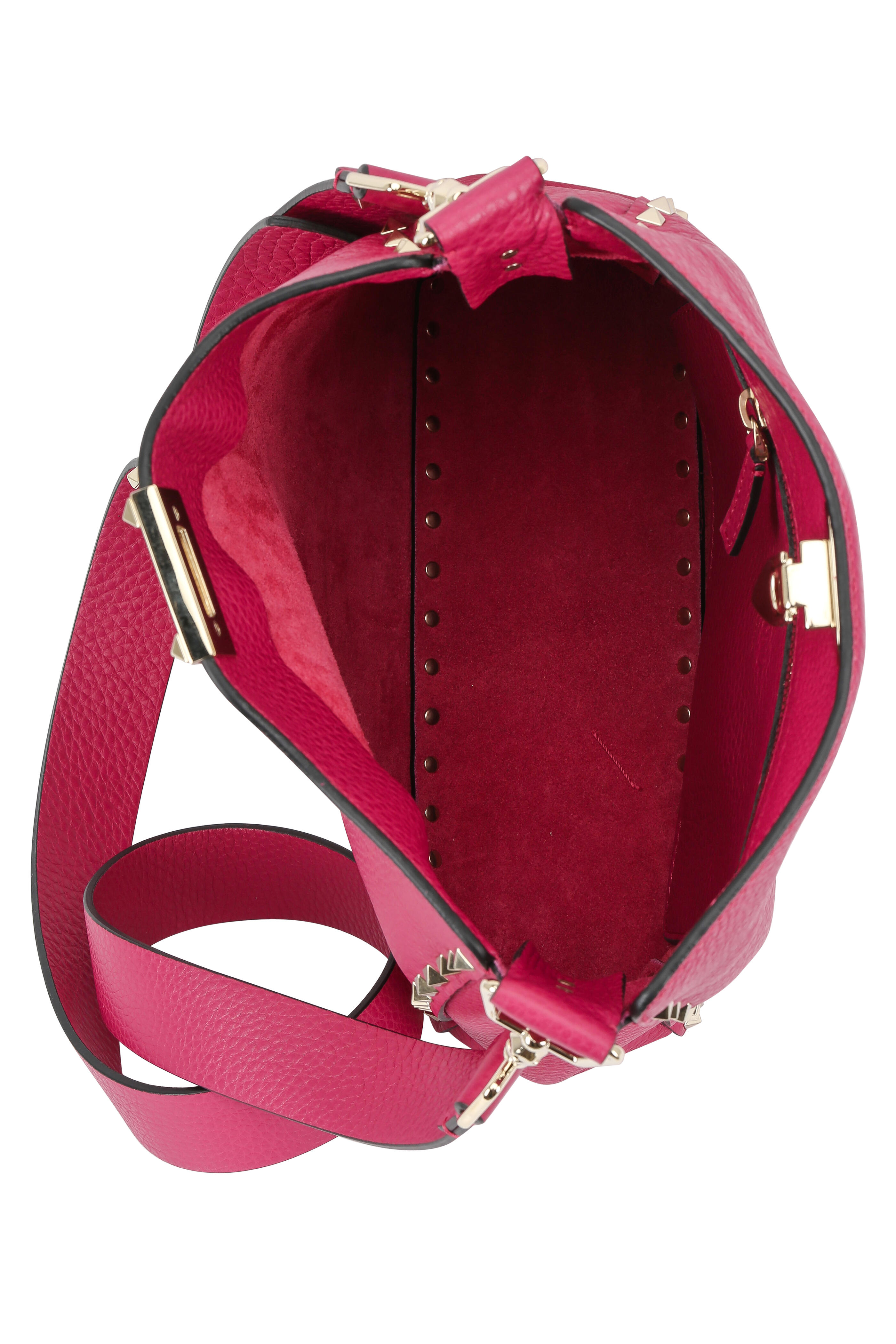 Valentino Garavani - Rockstud Magenta Leather Small Hobo Bag