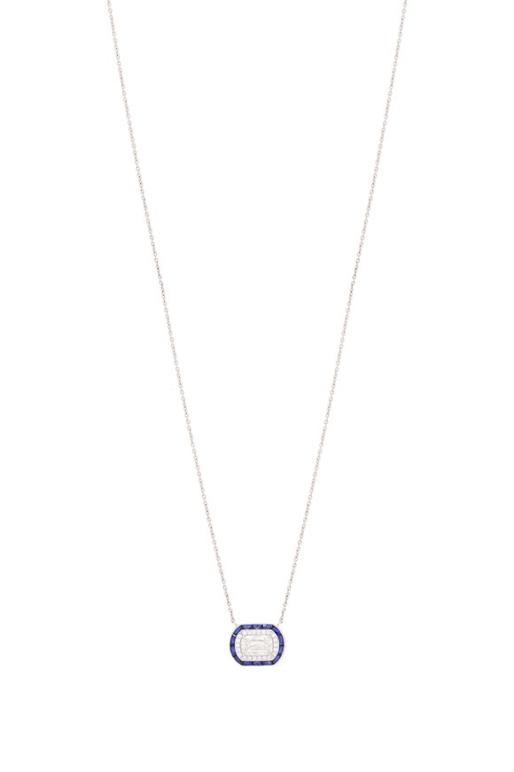 Kwiat Diamond & Sapphire Halo Pendant Necklace