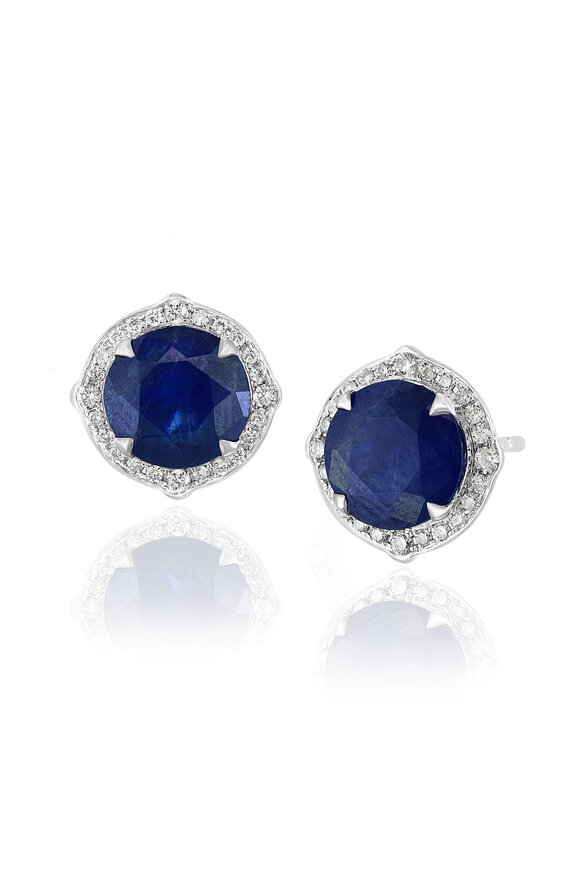 Nam Cho - Blue Sapphire Asscher Round Studs 