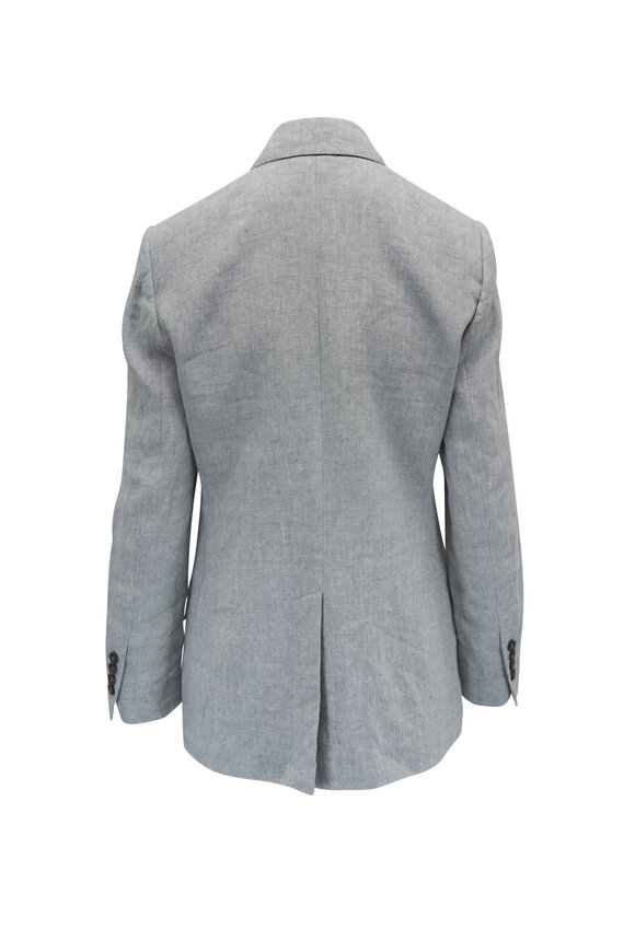 Brunello Cucinelli - Light Gray Metallic Double Breasted Jacket