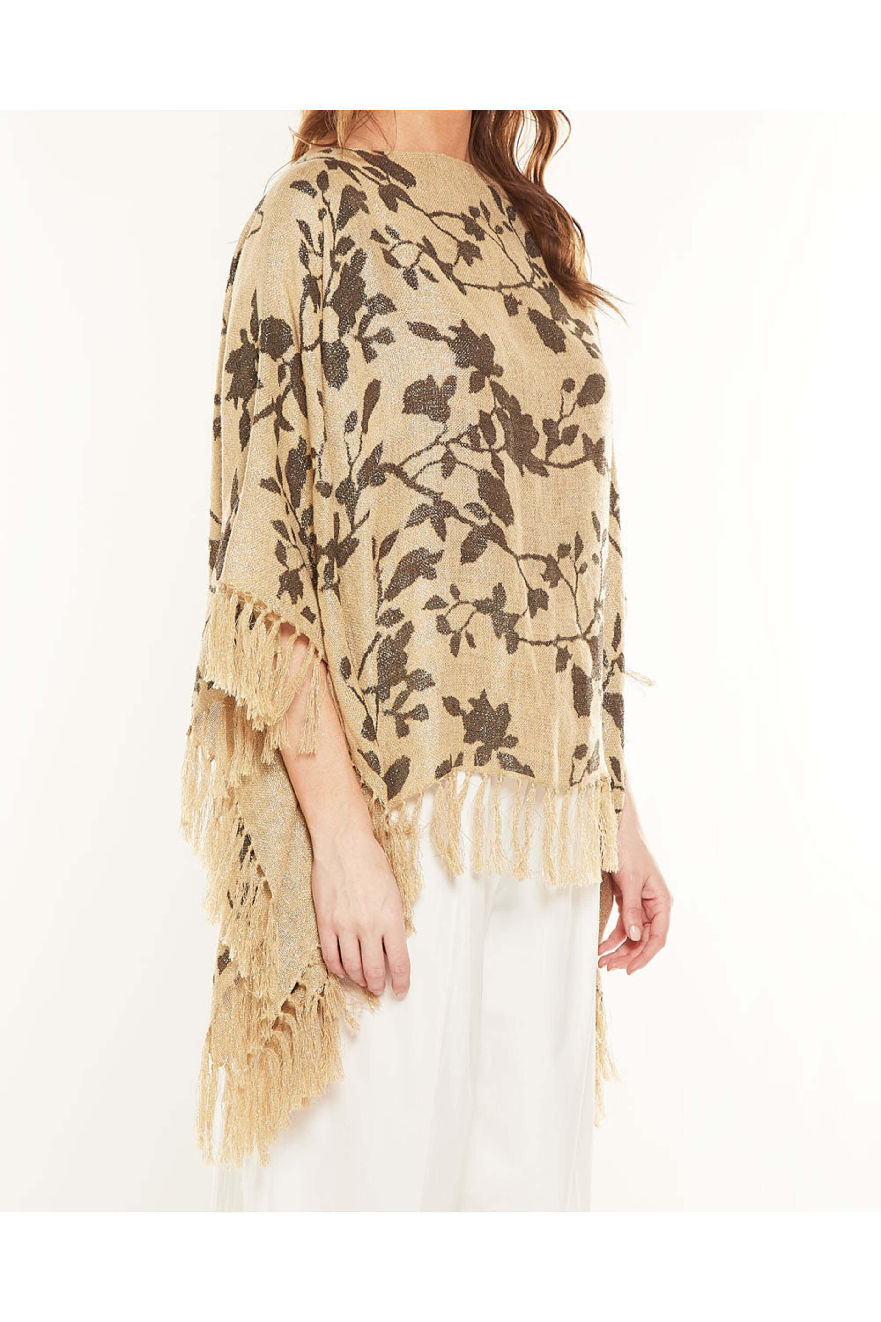 Brunello Cucinelli - Natural Floral Fringe Poncho