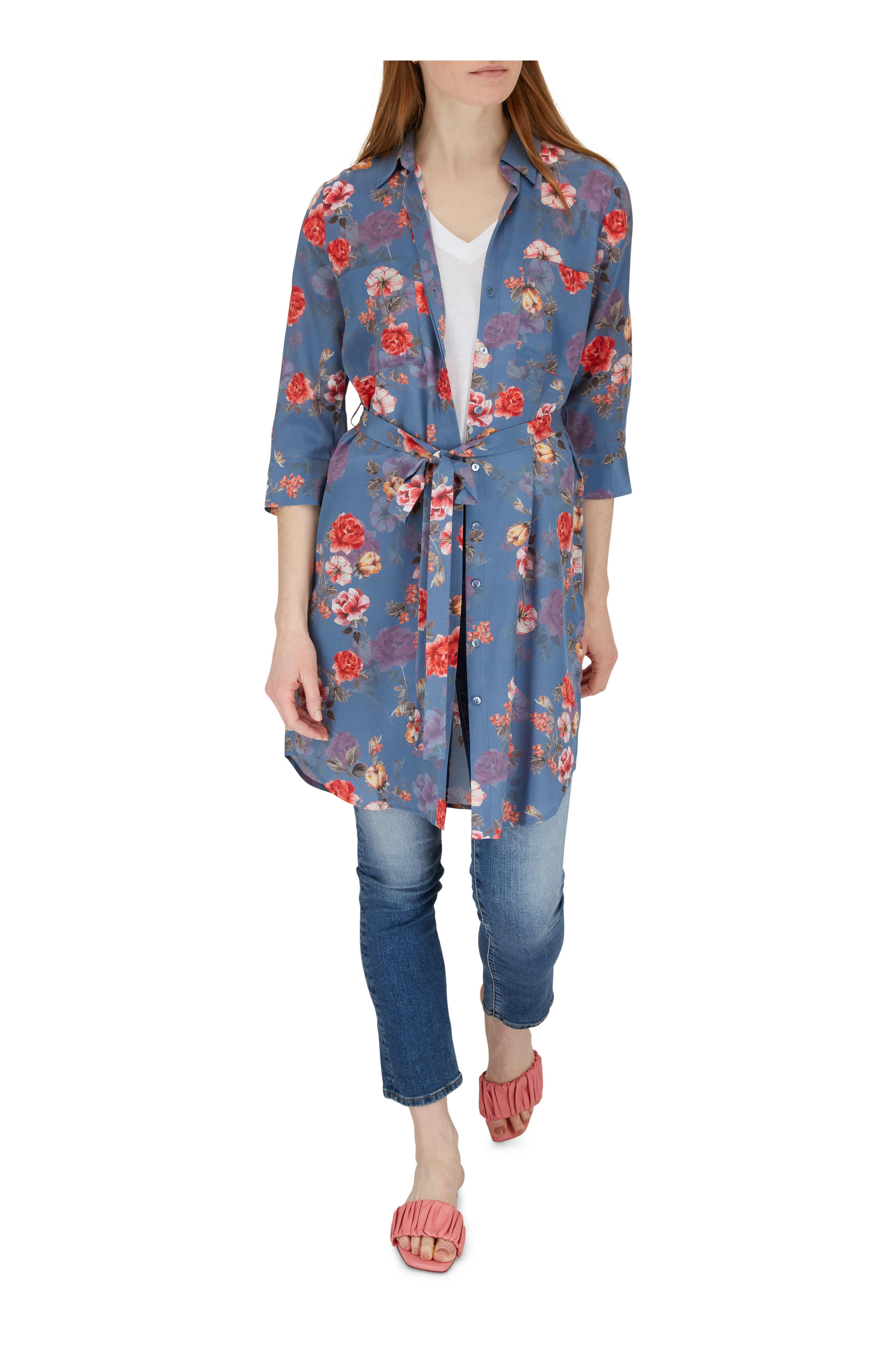 L'Agence - Stella Antique Rose Silk Shirt Dress