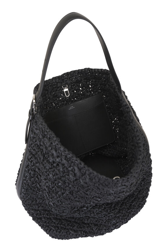 Totême Black Belted Raffia Tote - view 4