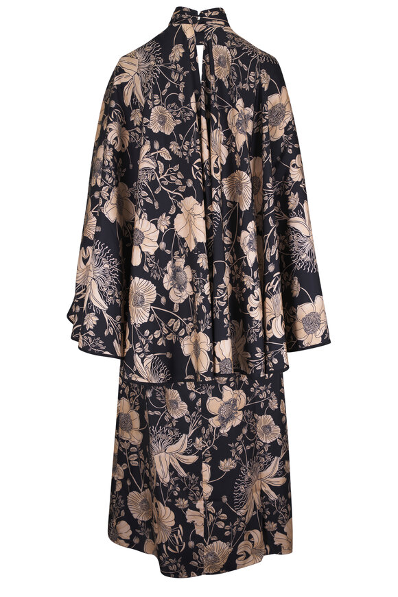Johanna Ortiz Parajes Lejanos Ecru & Black Silk Twill Dress - view 3