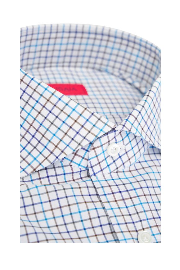 Isaia - Blue & Brown Tattersol Check Sport Shirt