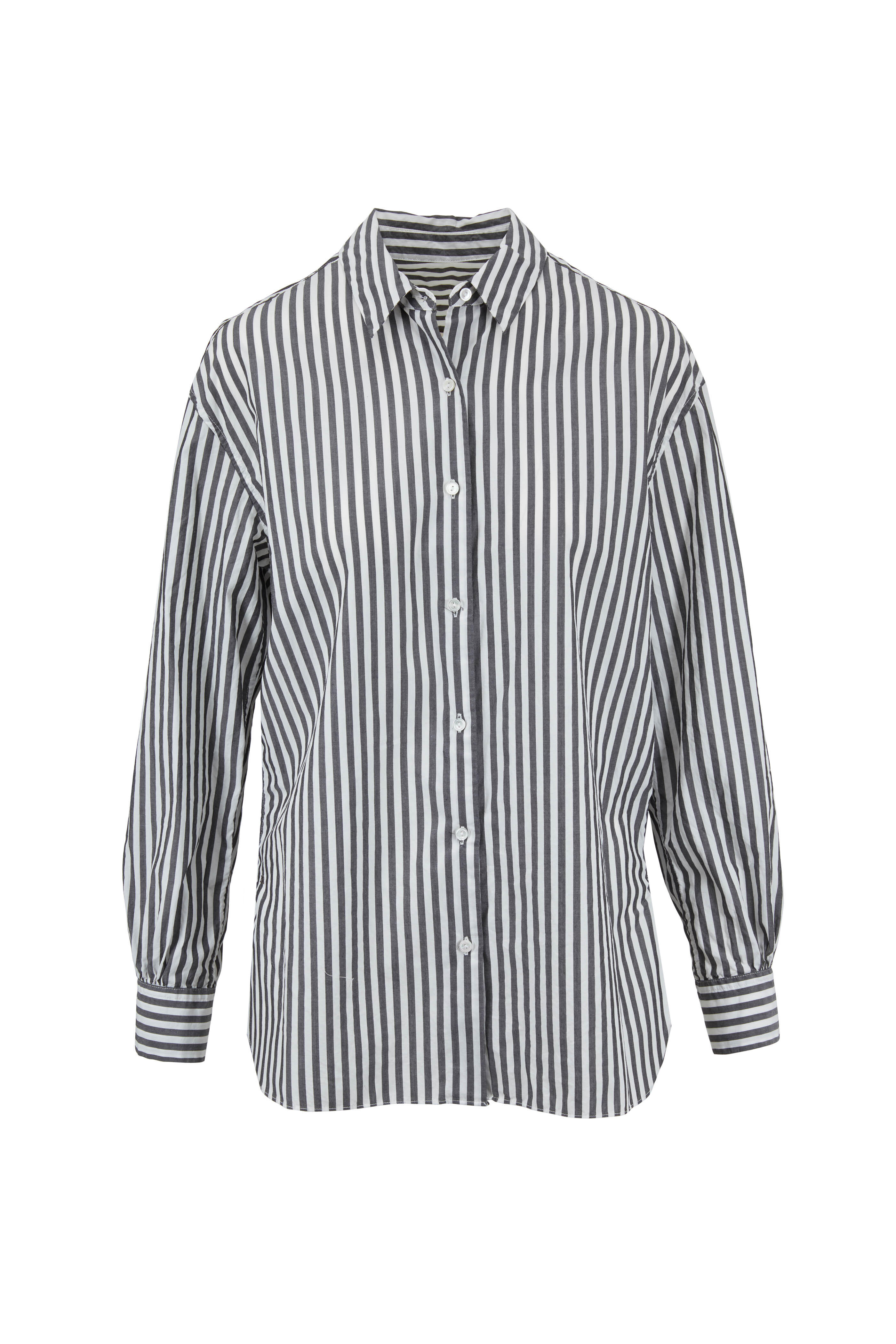 Nili Lotan - Noa Washed Black Striped Cotton Shirt