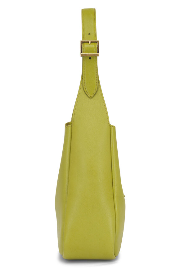 Saint Laurent Small Le 5 A 7 Wild Lime Leather Hobo Bag - view 4