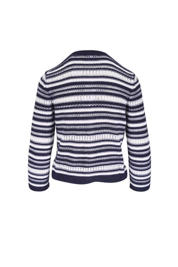 Veronica Beard Bellingham Navy Pointelle Cardigan - view 2