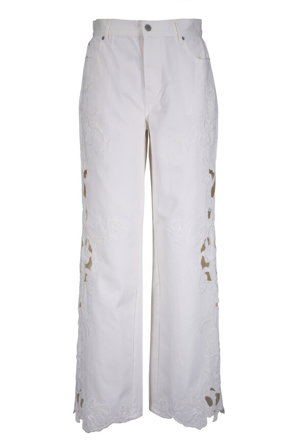 Simkhai Porter Marshmallow White Embroidered Jean - view 1