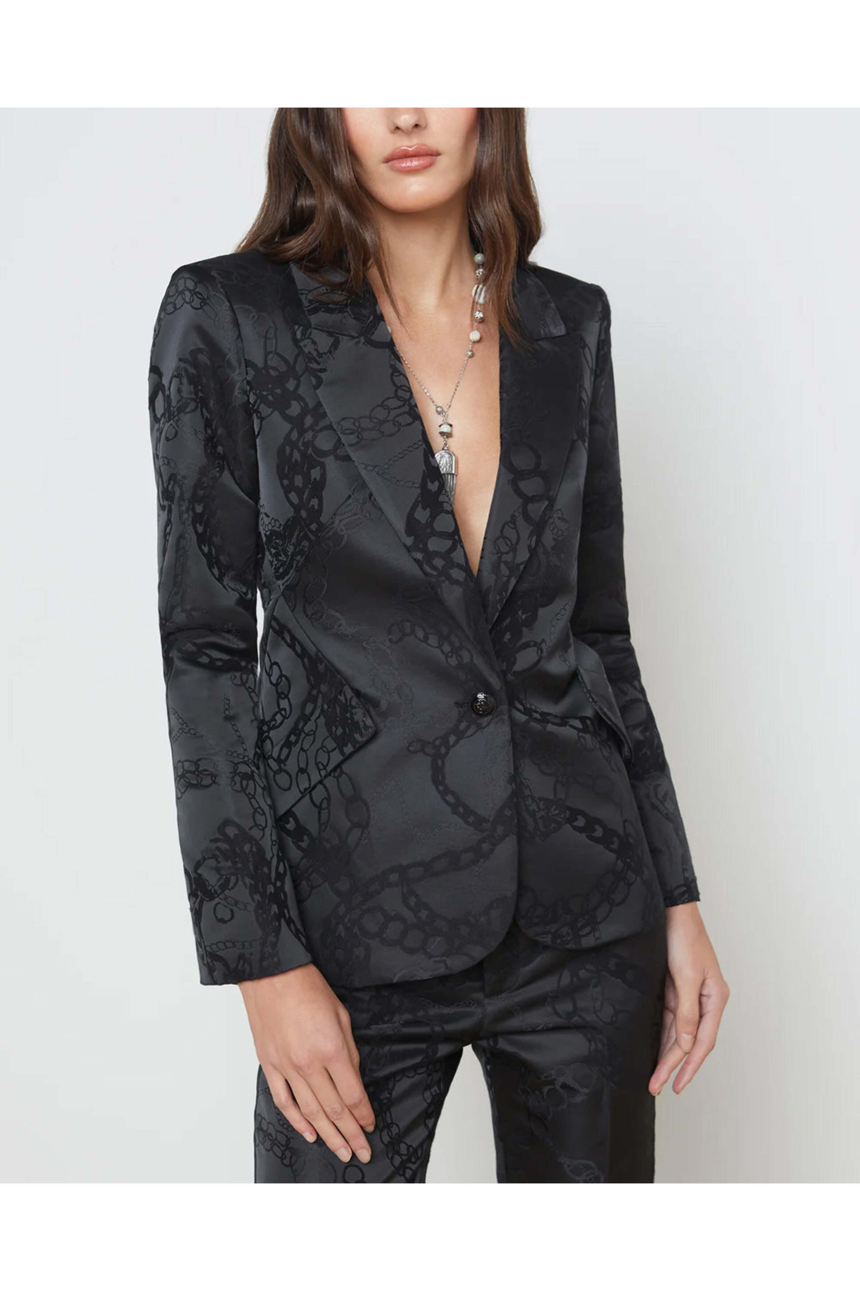 L'Agence - Black Grunge Chain Chamberlain Blazer