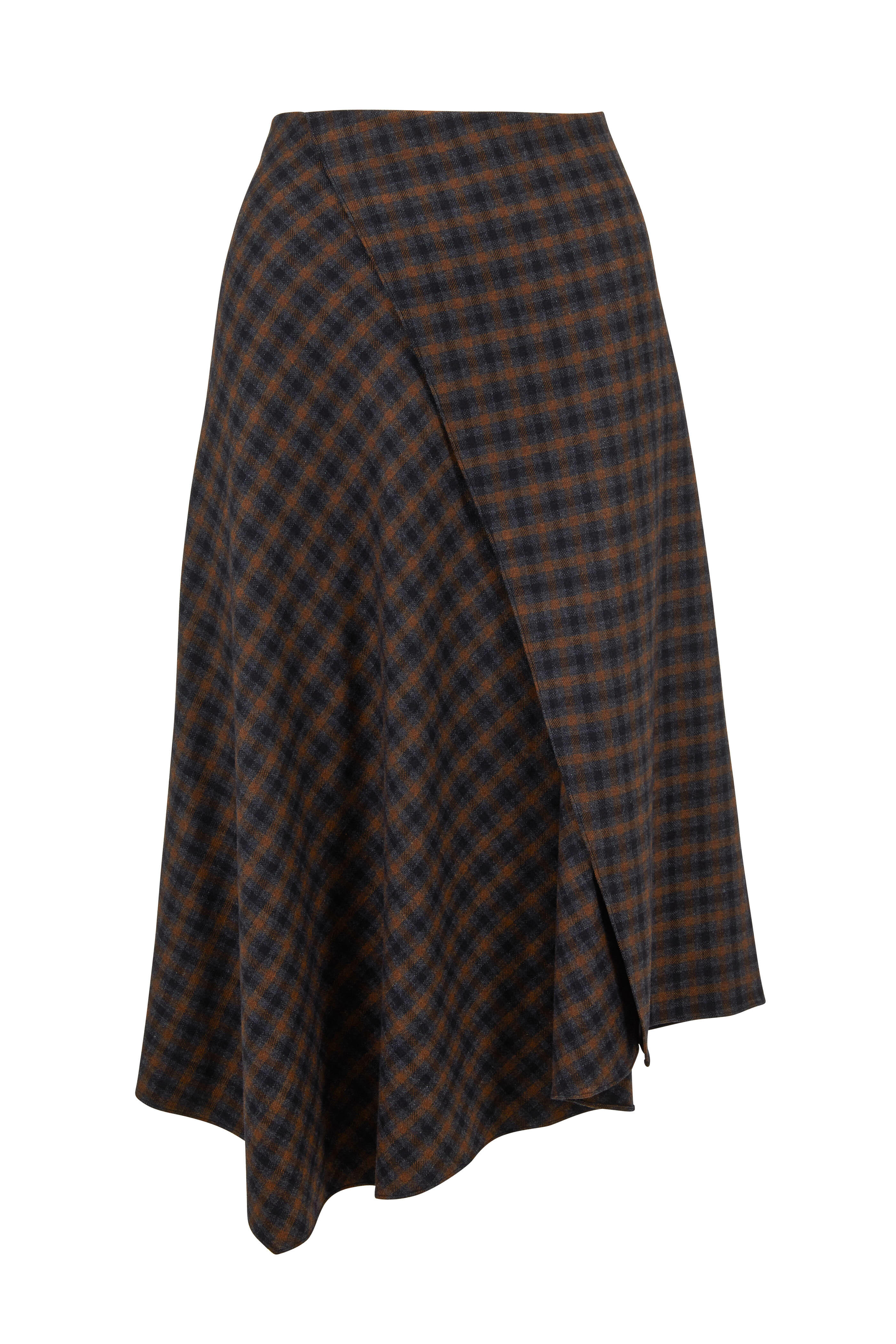 Vince check 2025 plaid wool skirt