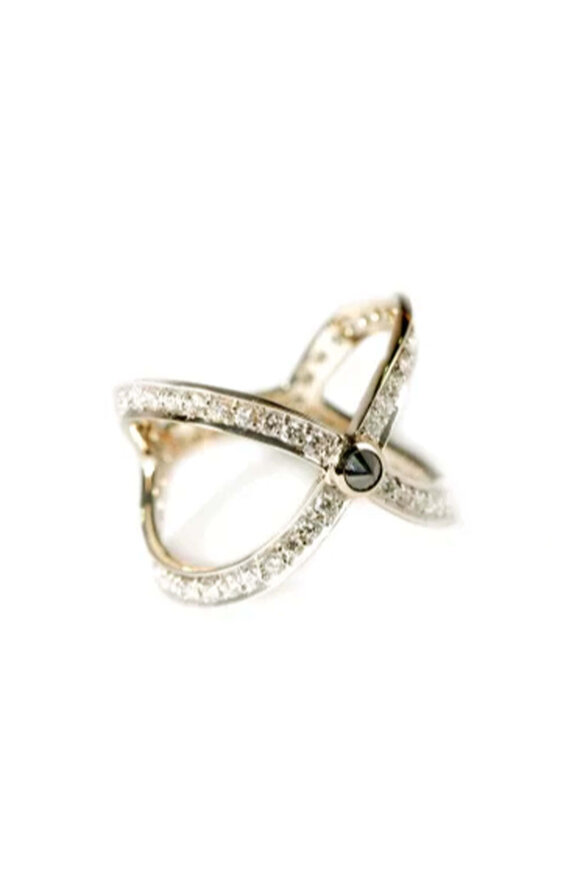 Ara Vartanian White Gold Diamond Open X Ring