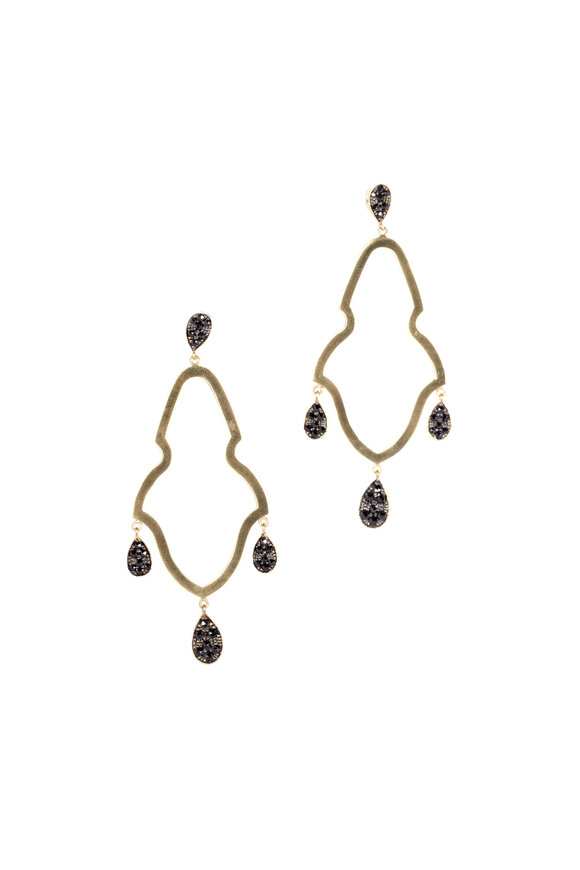 Sylva & Cie - 18K Yellow Gold Black Diamond Gypsy Earrings