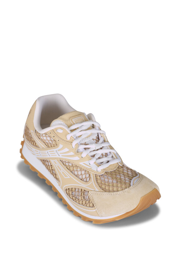 Bottega Veneta Orbit Tan Suede & Mesh Low Top Sneaker