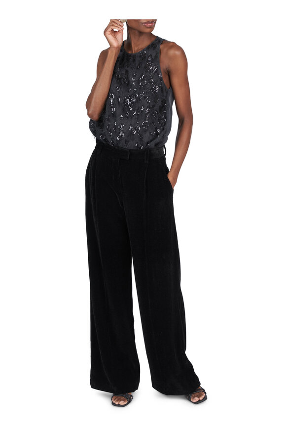 Brunello Cucinelli Dark Gray Sequin Organza Tank - view 3