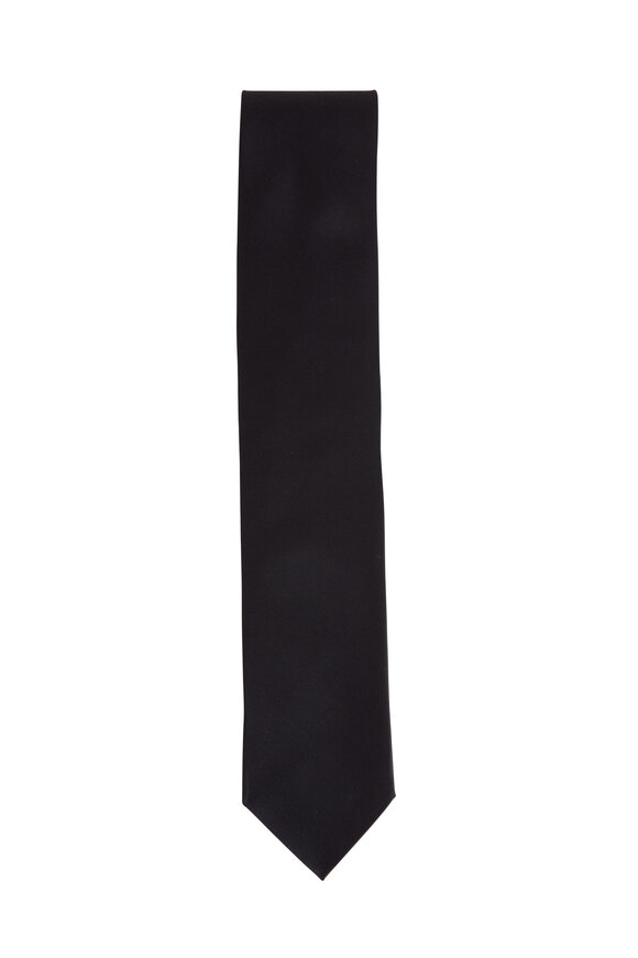 Dolce Punta Black Satin Formal Necktie