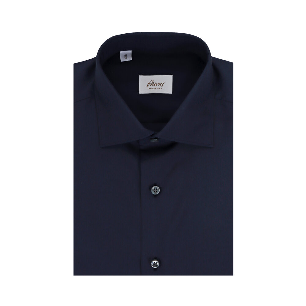 slim fit dress slacks Navy Long Sleeve Muscle Fit Shirt main image 0