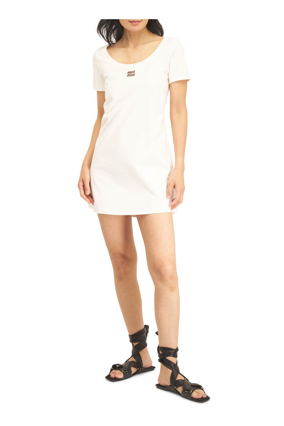Miu Miu White Cotton Mini T-Shirt Dress - view 2