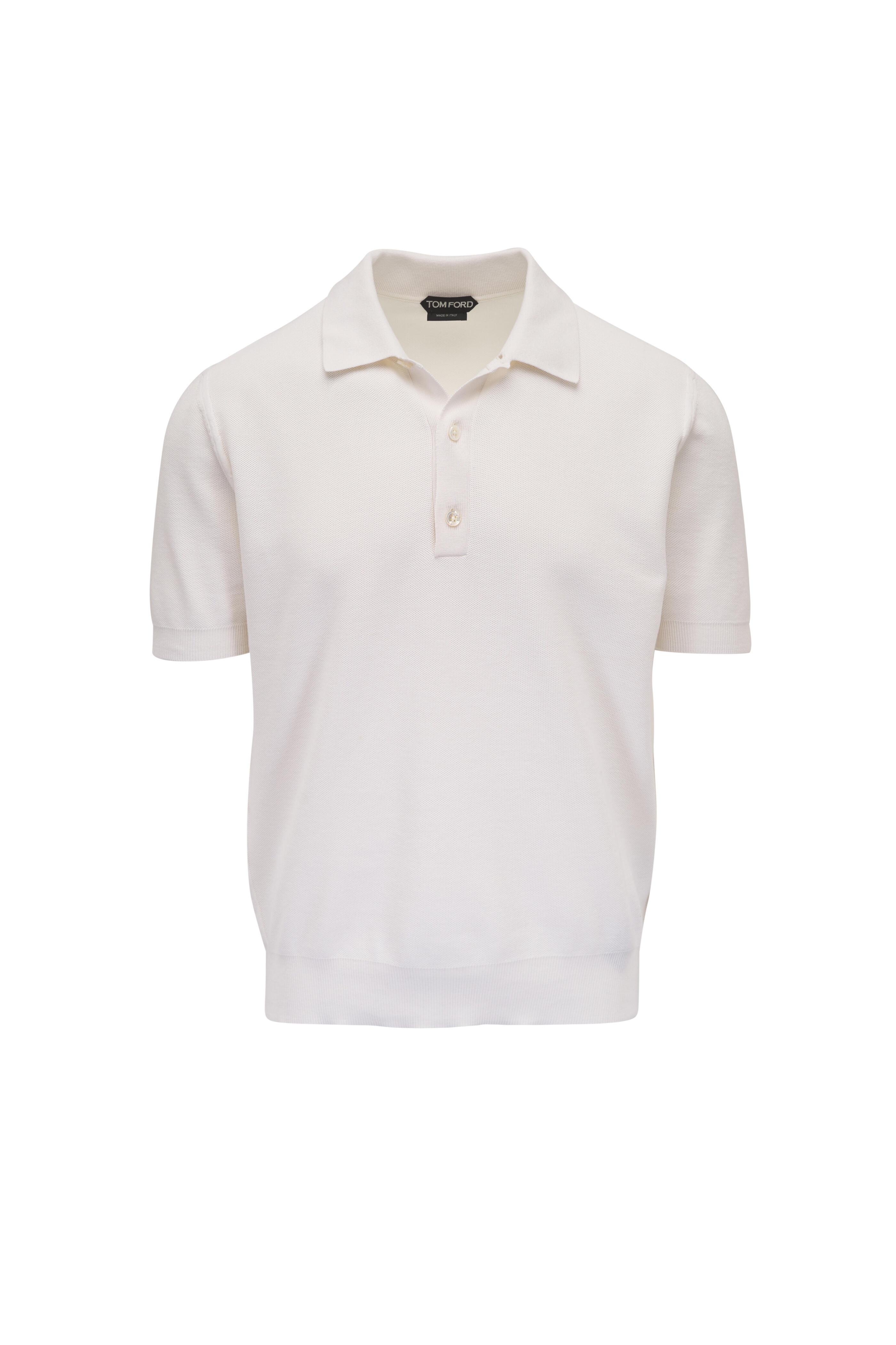 Tom Ford - White Silk & Cotton Pique Polo