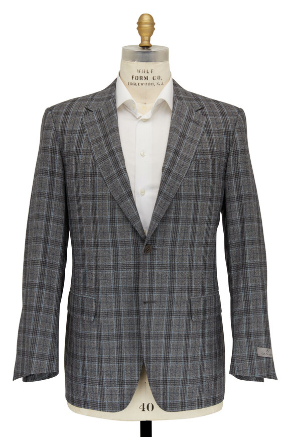 Canali - Light Gray & Navy Blue Glenplaid Wool Sportcoat