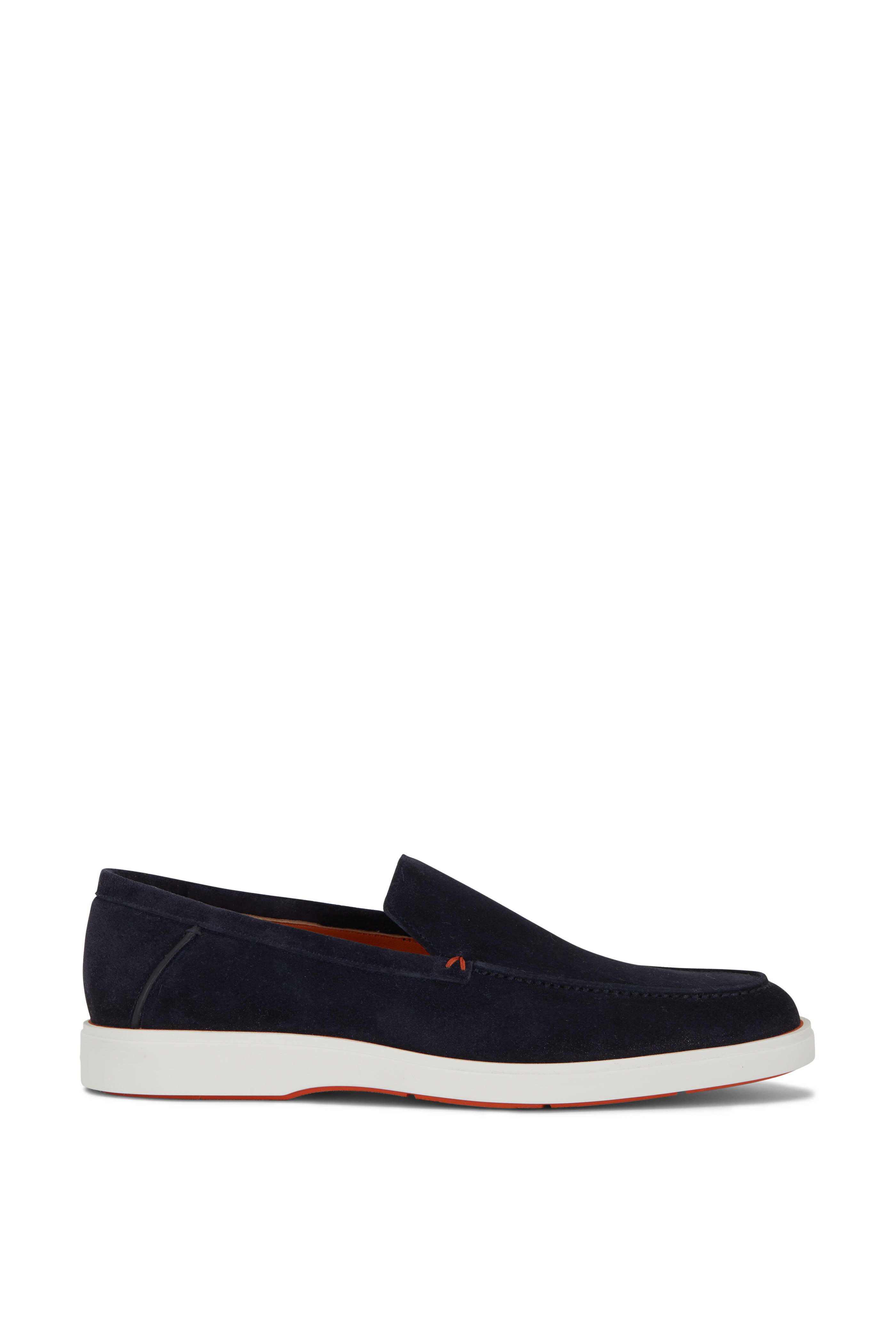 Santoni - Boit Navy Blue Suede Loafer | Mitchell Stores