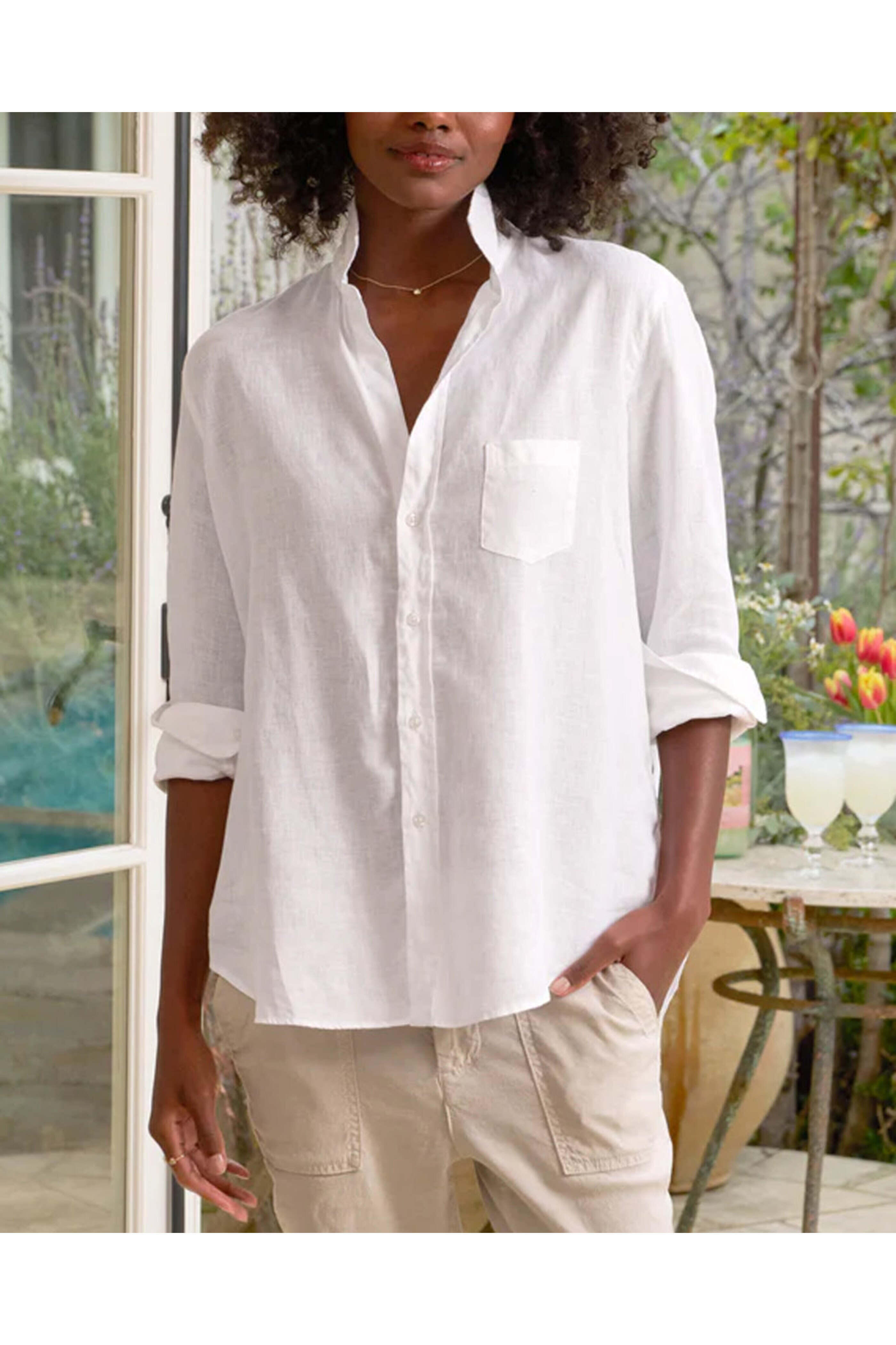 Frank & Eileen - White Linen Eileen Button Up Shirt