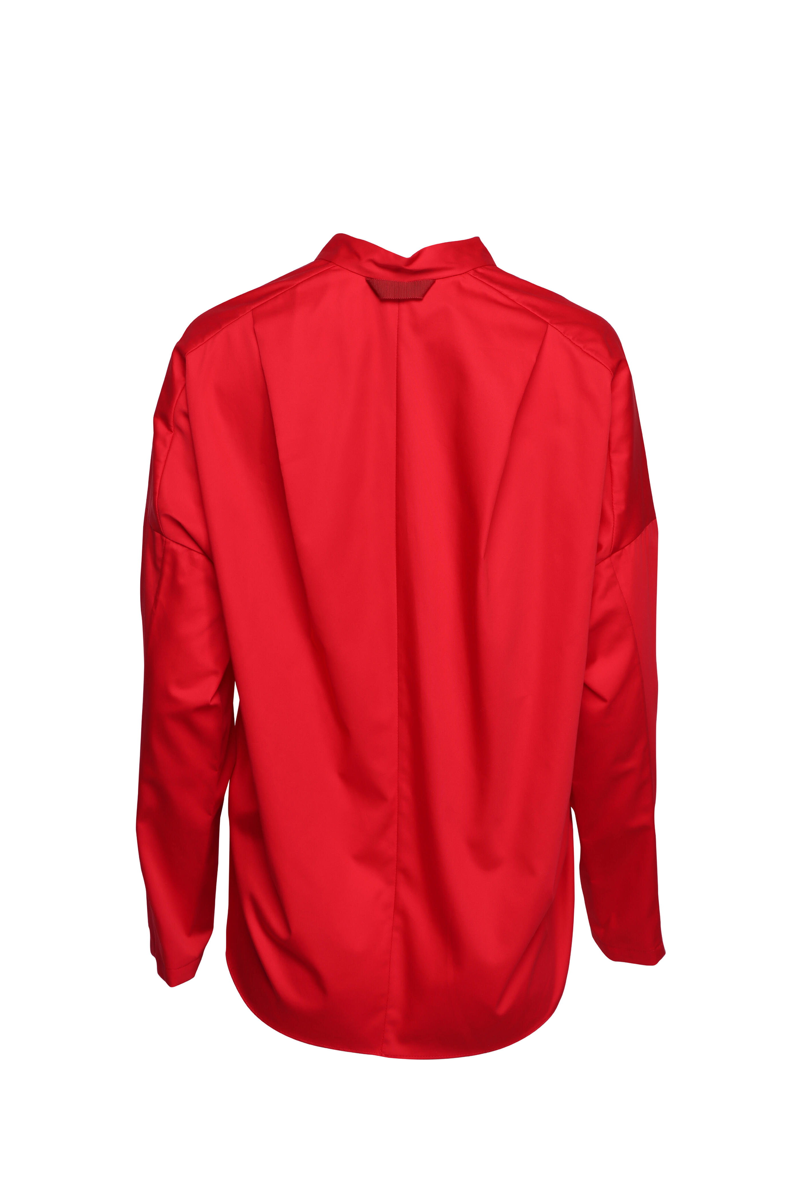 Zero + Maria Cornejo - Fin Gaban Red Cotton Broadcloth Blouse