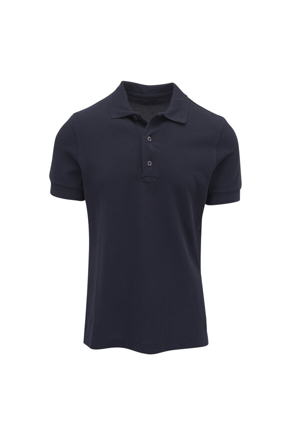 Tom Ford - Midnight Blue Cashmere & Silk Long Sleeve Polo Tom Ford - Midnight Blue Cashmere & Silk Long Sleeve Polo