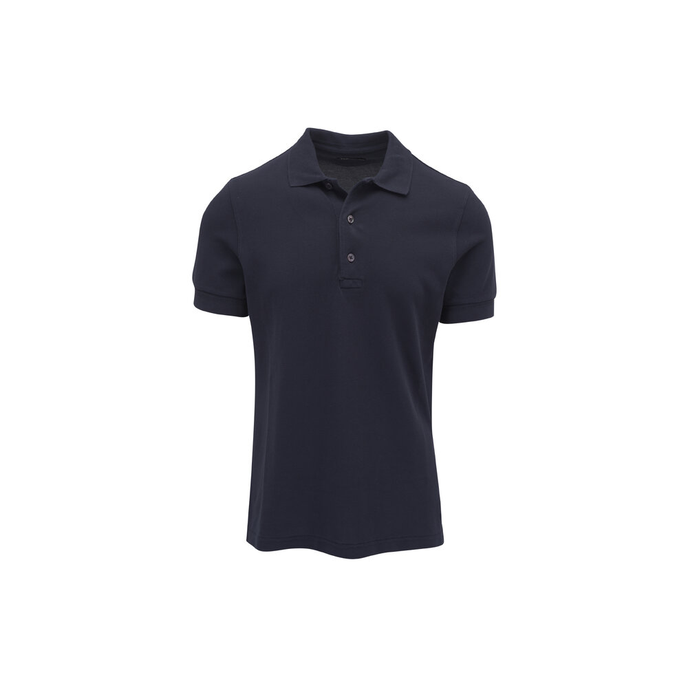 TOM FORD パイル ポロシャツ Tom Ford - Ink Blue Piqué Polo | Mitchell Stores
