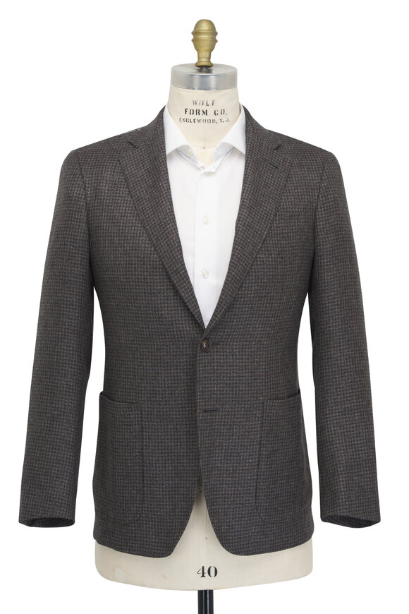 Canali - Brown & Gray Houndstooth Cashmere Sportcoat