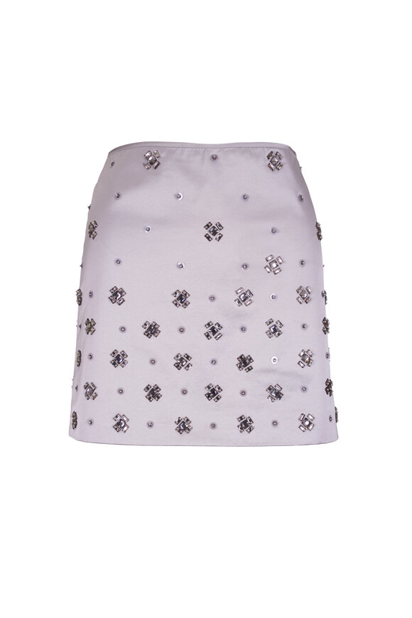 Veronica Beard Olenna Silver Embellished Satin Mini Skirt - view 1