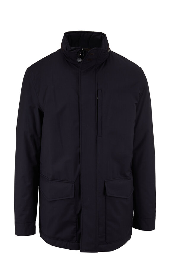 Zegna - Elements Navy Wool & Silk Jacket