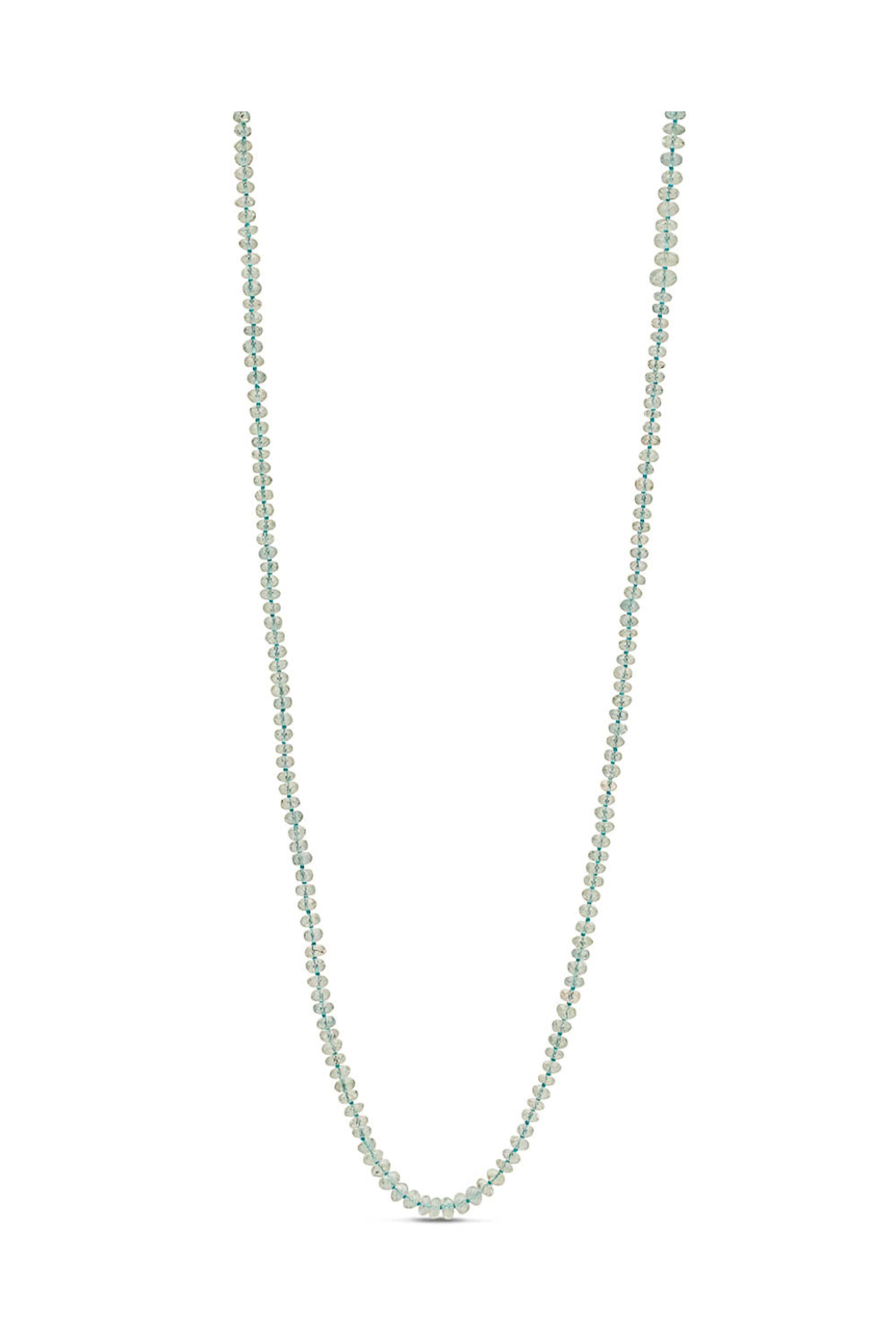 Darlene De Sedle - Gold Faceted Aquamarine Beaded Long Necklace