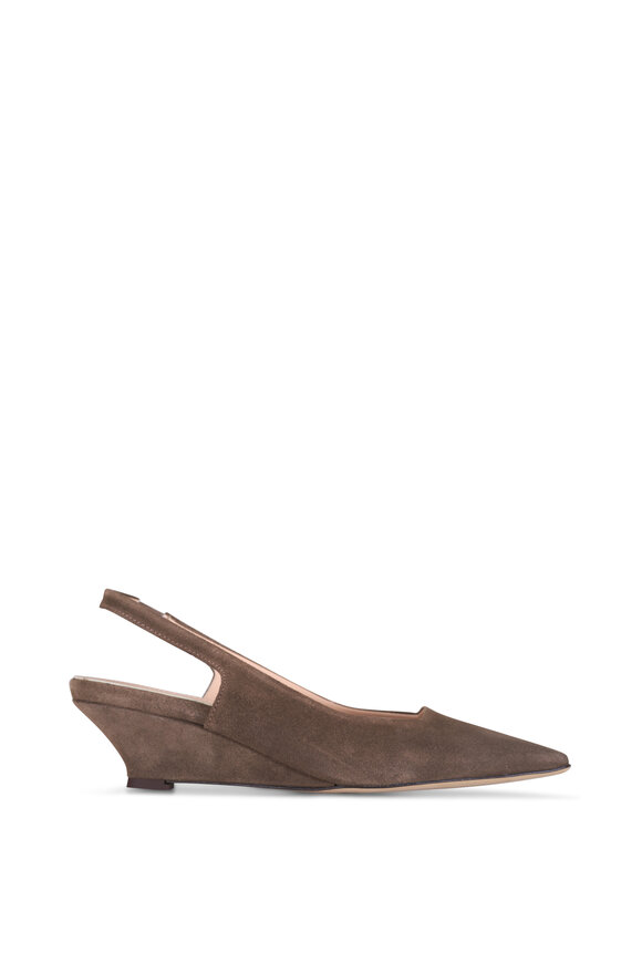 Ron White Bryne Tan Suede Slingback Wedge Pump, 50mm - view 2