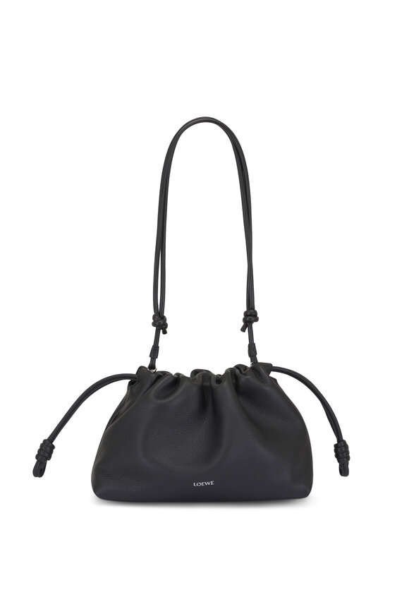 Loewe Medium Flamenco Black Fine Grained Leather Clutch